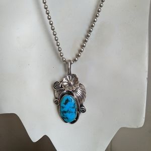 Turquoise pendant and ball chain